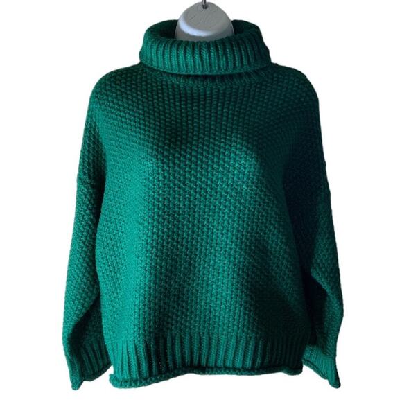 Aakaa 100% Acrylic Sweater Womens Small Heavyweight Turtleneck Chunky Knit NWT - Picture 1 of 8